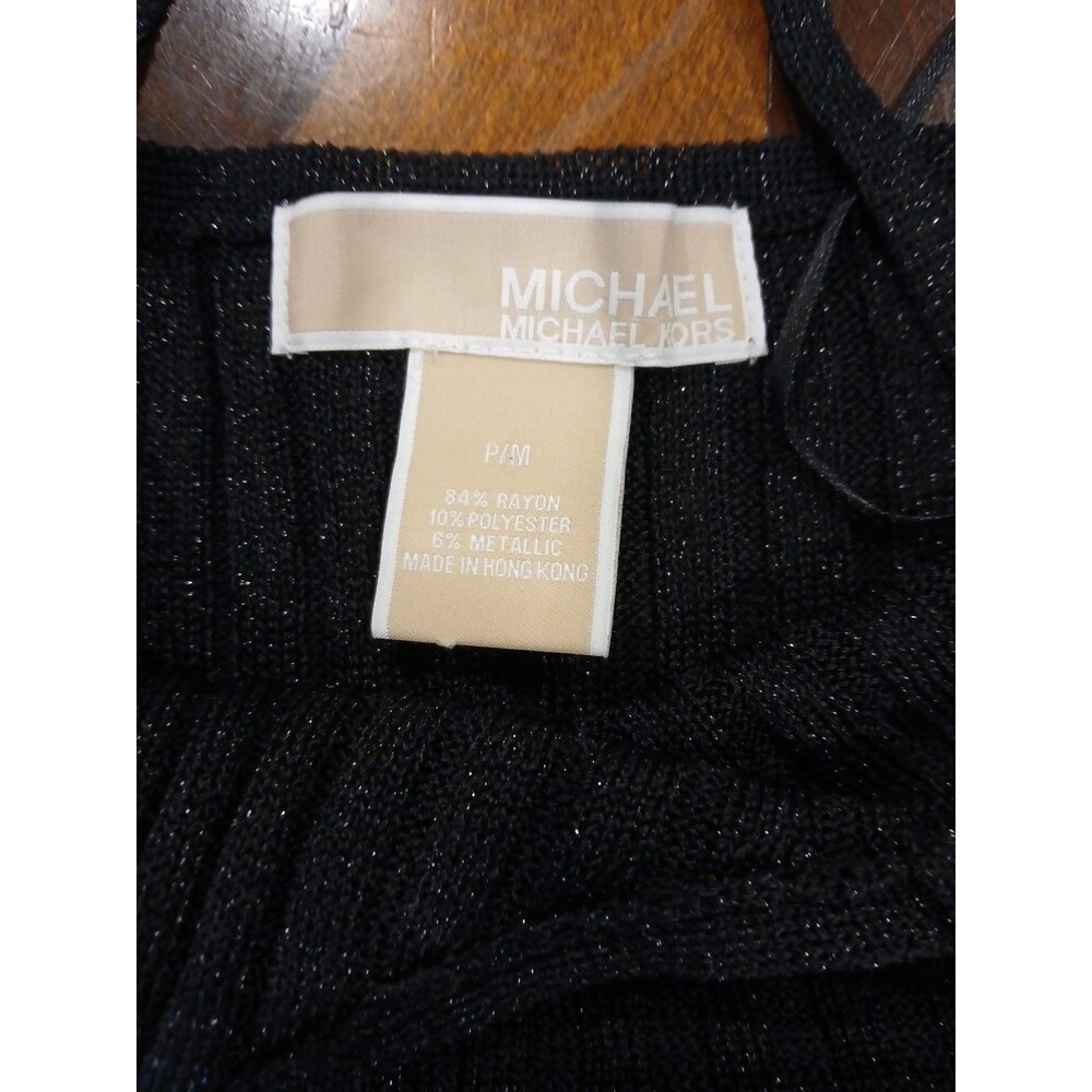 MICHAEL Michael KORS Black Metallic Knit Tank Top Women's Sleeveless PM NEW - Picture 4 of 8